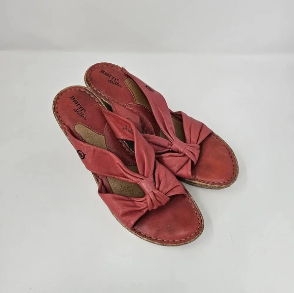 Born Drilles Monte Carlo Leather Wedges Sandals Women's Shoe Size. 9 M Pink - Picture 2 of 7